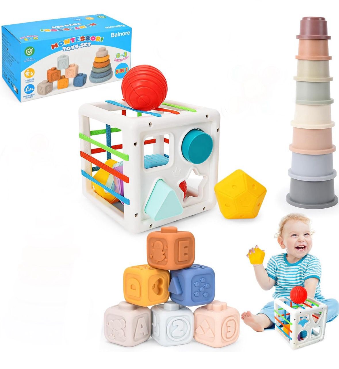 Exorany Busy Board - Juguetes Montessori para niños y niñas de 1, 2, 3, 4  años, juguetes sensoriales para niños pequeños de 1 a 3 años, juguetes