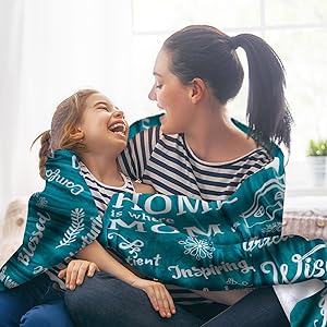 Jubeely - Manta de franela Premium "Home is Where Mom is"
