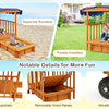 Caja de arena retráctil de madera de cedro para niños con toldo