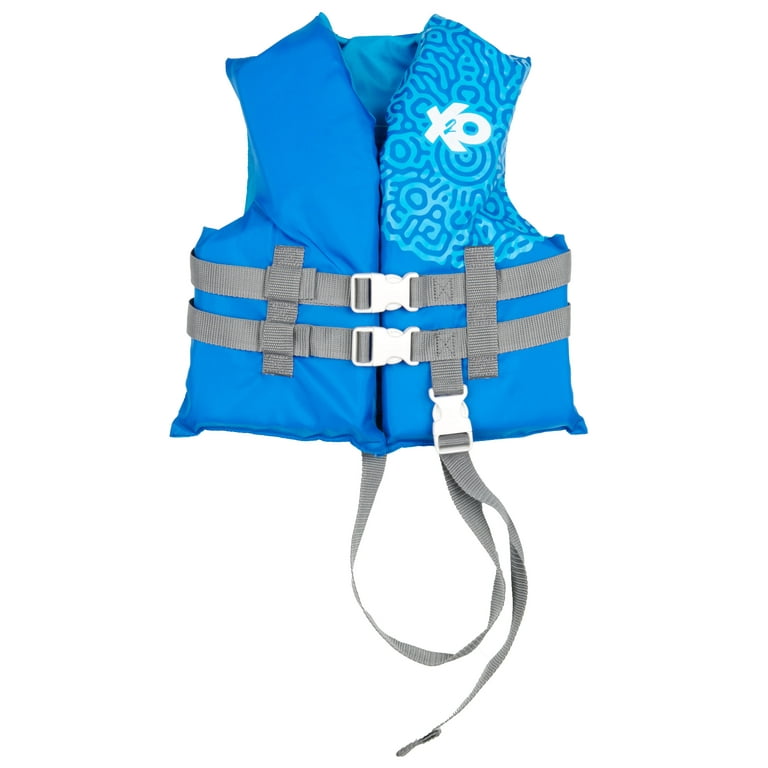 X2O-Chaleco salvavidas universal para niños con lados abiertos, 30 lb - 50 lb, azul océano coral