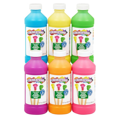 Set de 6 témperas fluorescentes lavables Colorations de 8 oz