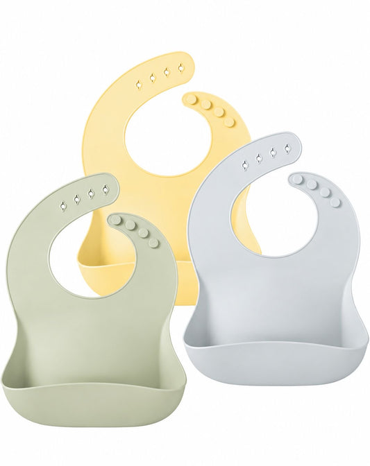Set de 3 baberos de silicona para bebés