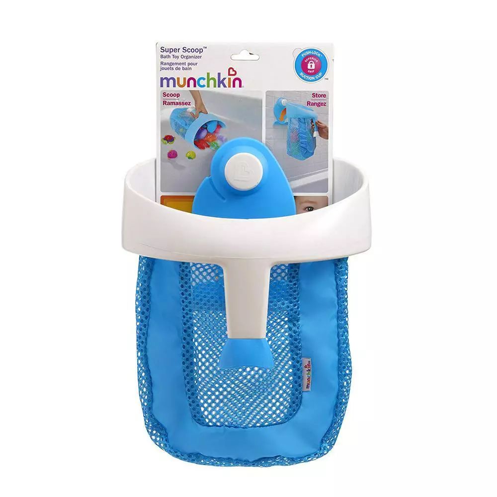 Munchkin® Super Scoop™ - Organizador colgante para juguetes de baño con malla, azul
