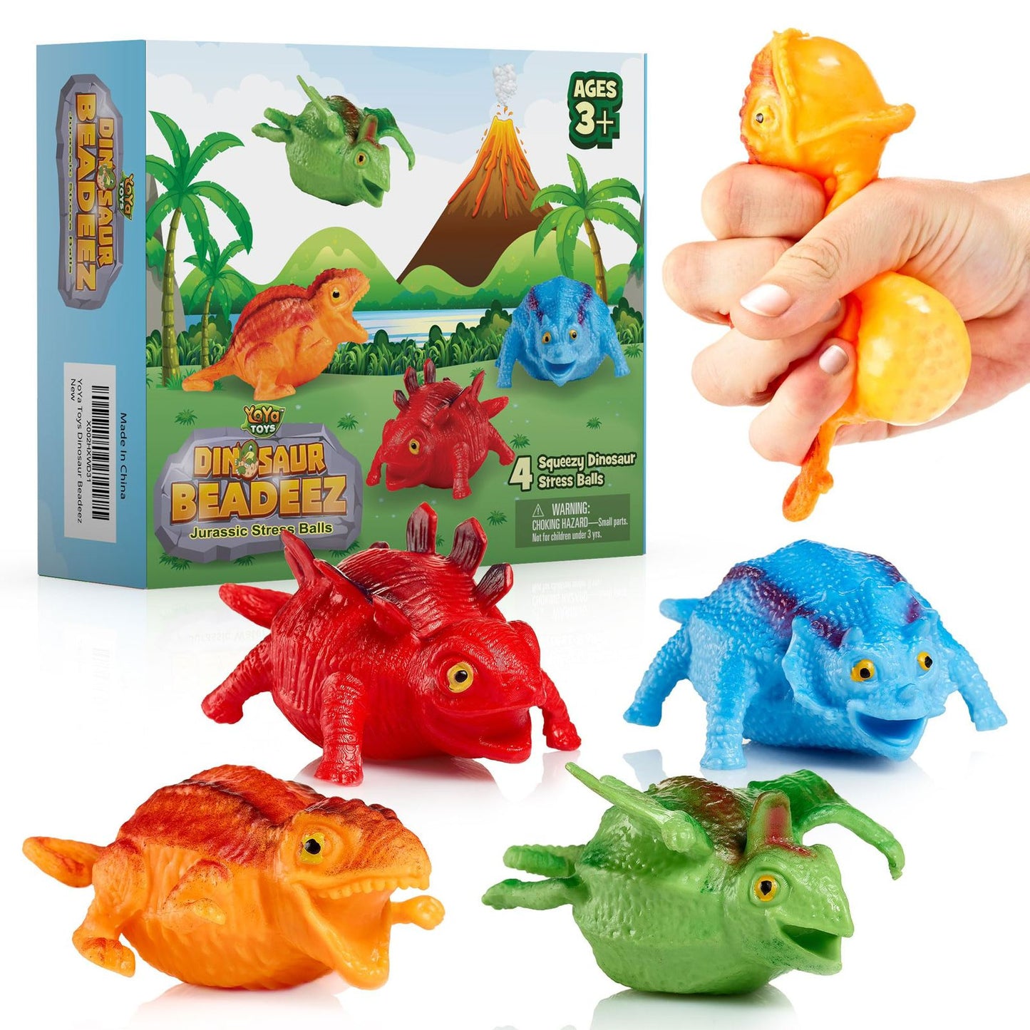 4 bolas de estrés dinosaurios