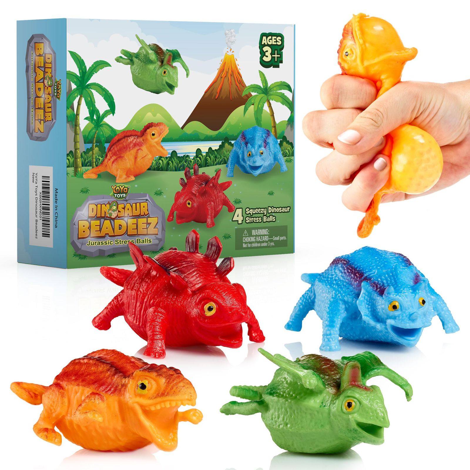 4 bolas de estrés dinosaurios