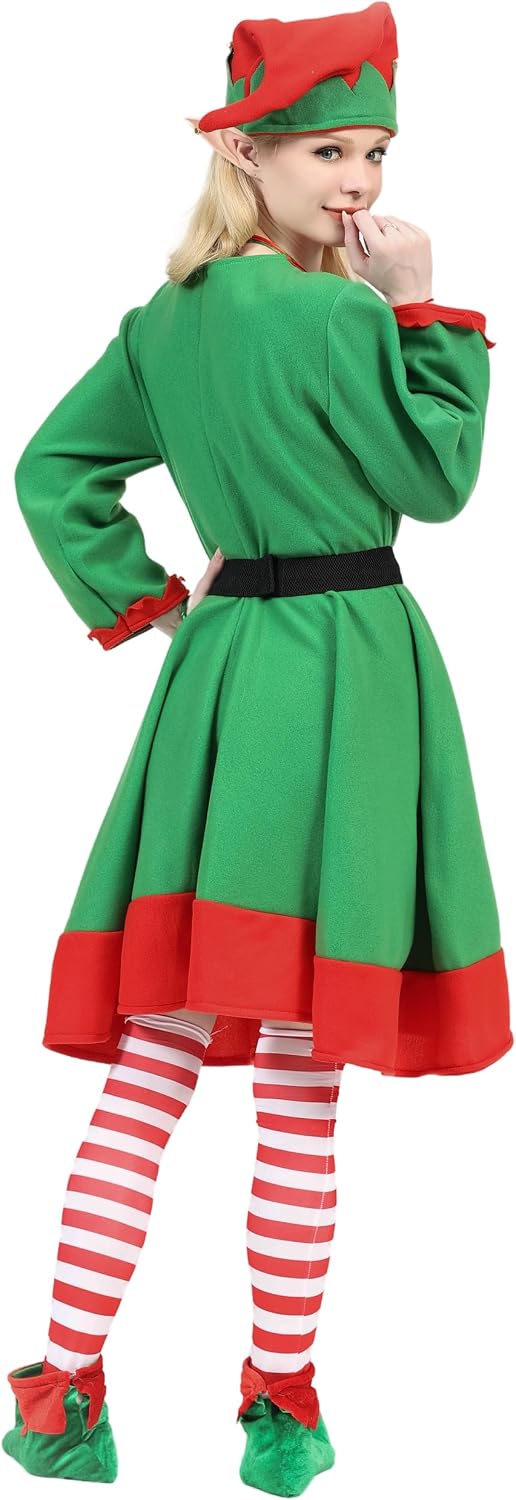 Disfraz navideño de elfa para mujer, talla M de adulto