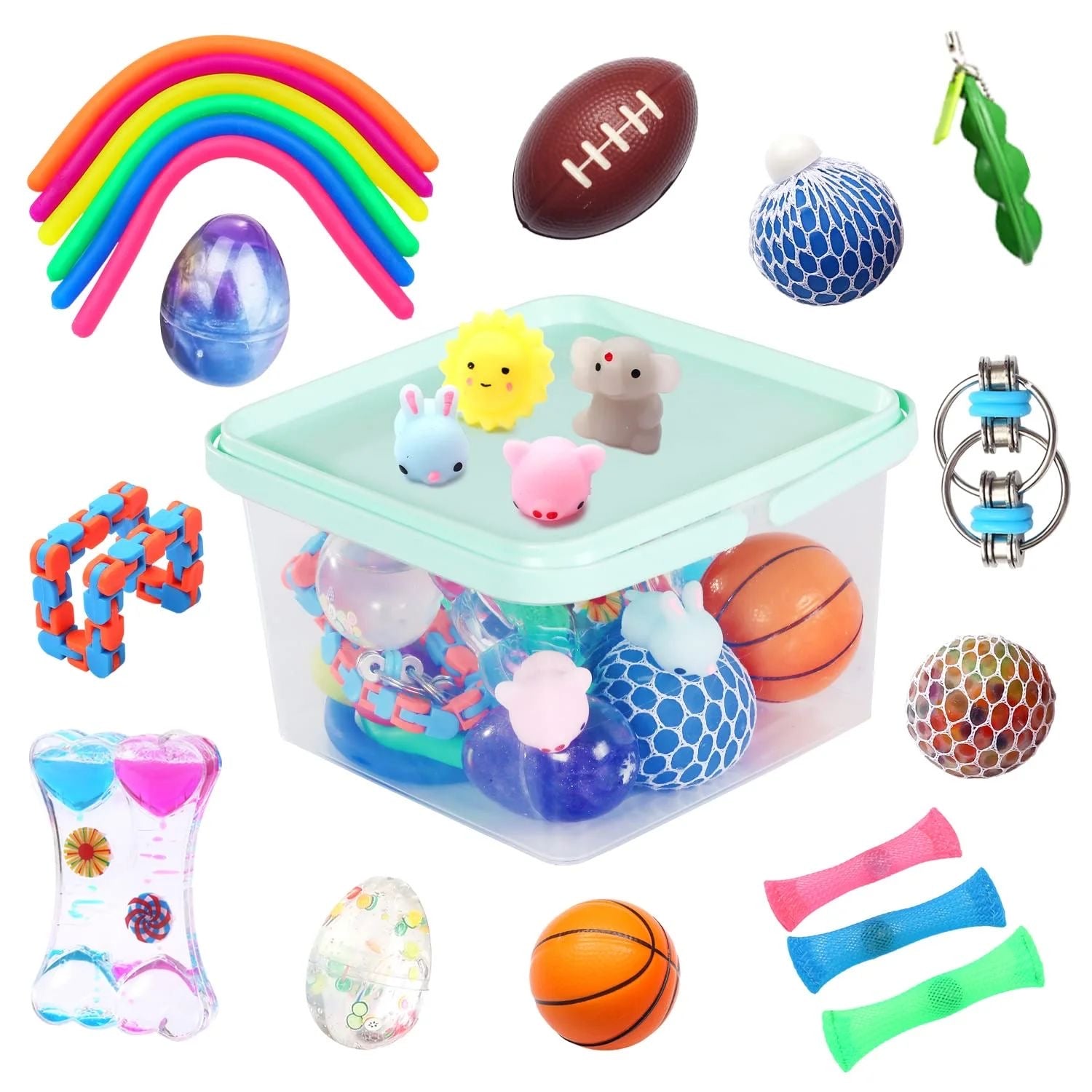 Caja con juguetes sensoriales