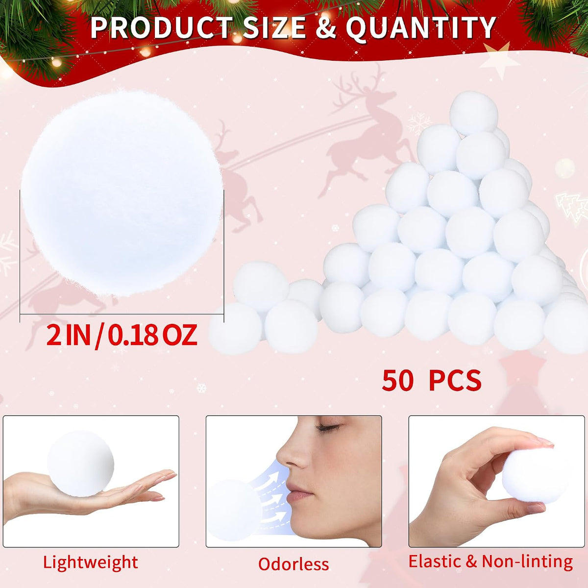 Set Homiar de 50 bolas de nieve artificial
