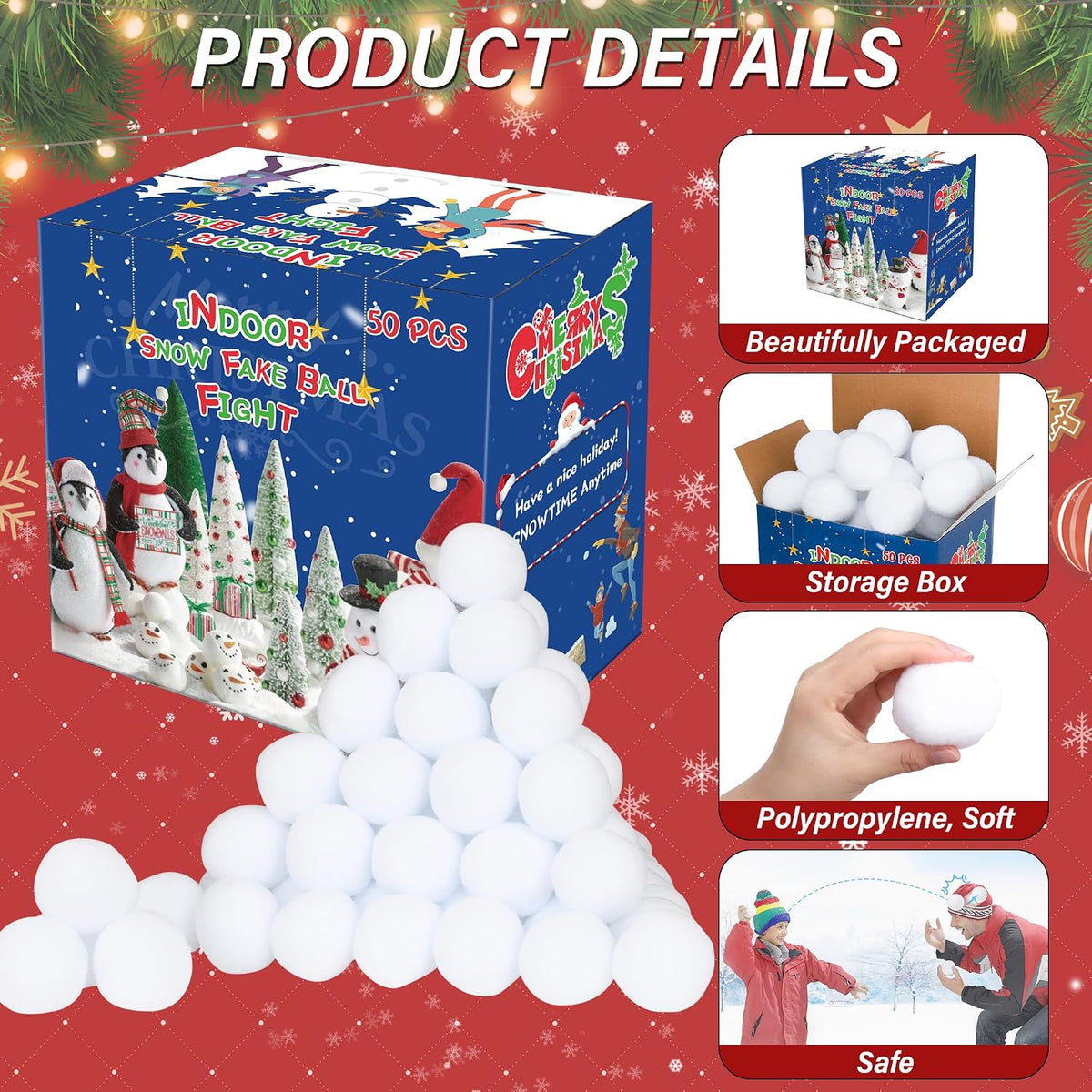 Set Homiar de 50 bolas de nieve artificial