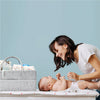 NXY Baby Diaper Caddy - Organizador para pañales y toallitas húmedas para bebés, interior anaranjado exterior gris