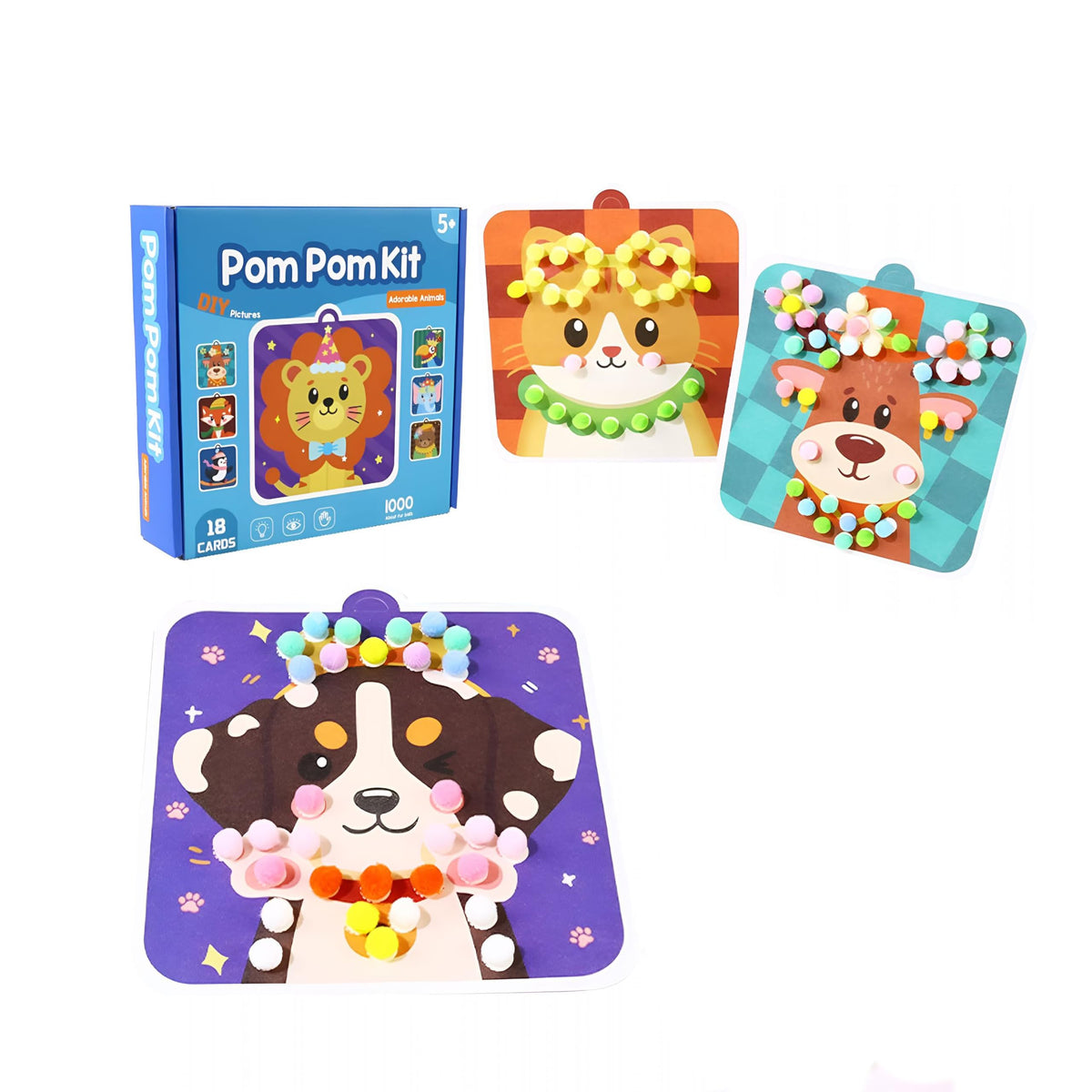 Kit de manualidades con pompones de 18 patrones