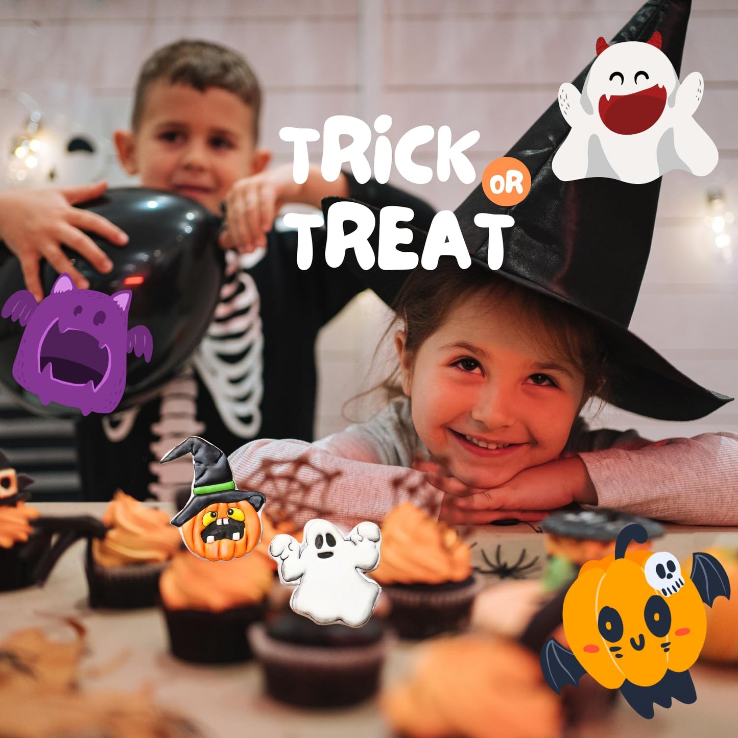 Orapink - Juego de 4 cortadores de galletas para Halloween, de acero inoxidable