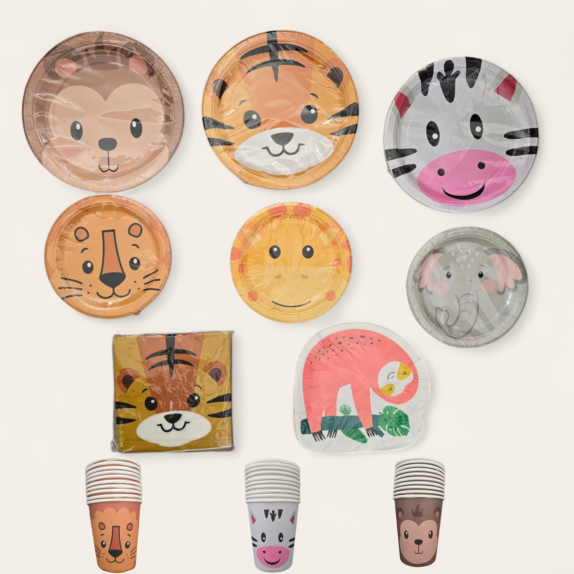 Set de vajilla de cartón diseño safari