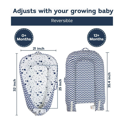 Tumbona infantil de algodón orgánico, reversible, ajustable y portátil