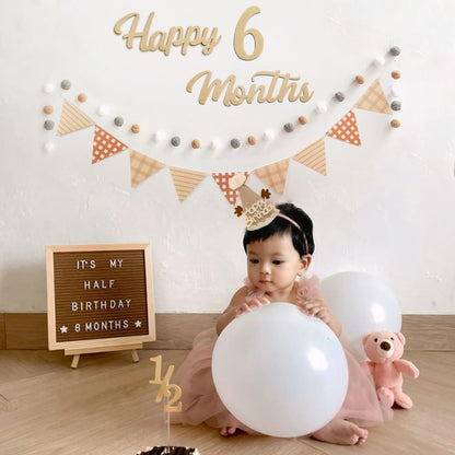 Cartel de feliz 6 meses de tela de fieltro
