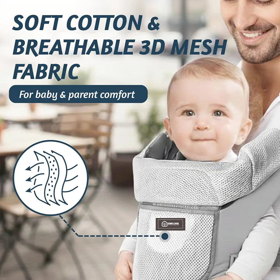 Portabebés ergonómico de cadera con asiento y soporte