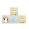 Set de 4 cajas de tela para organización, elefante jirafa y pinguino