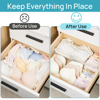 Vtopmart- Paquete de 7 separadores de cajones para ropa, 4 pulgadas de alto 10.2 a 16.6 pulgadas