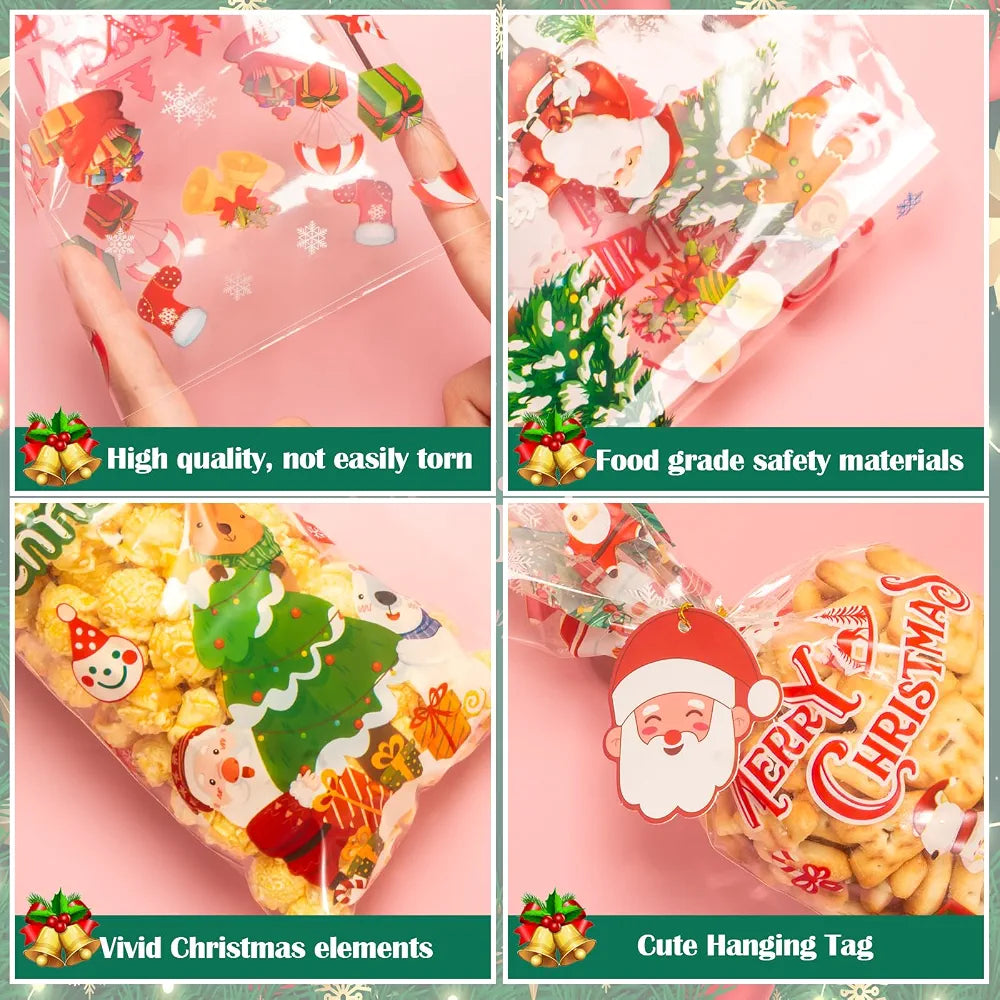 Bolsas de celofán de Navidad, 100 bolsas