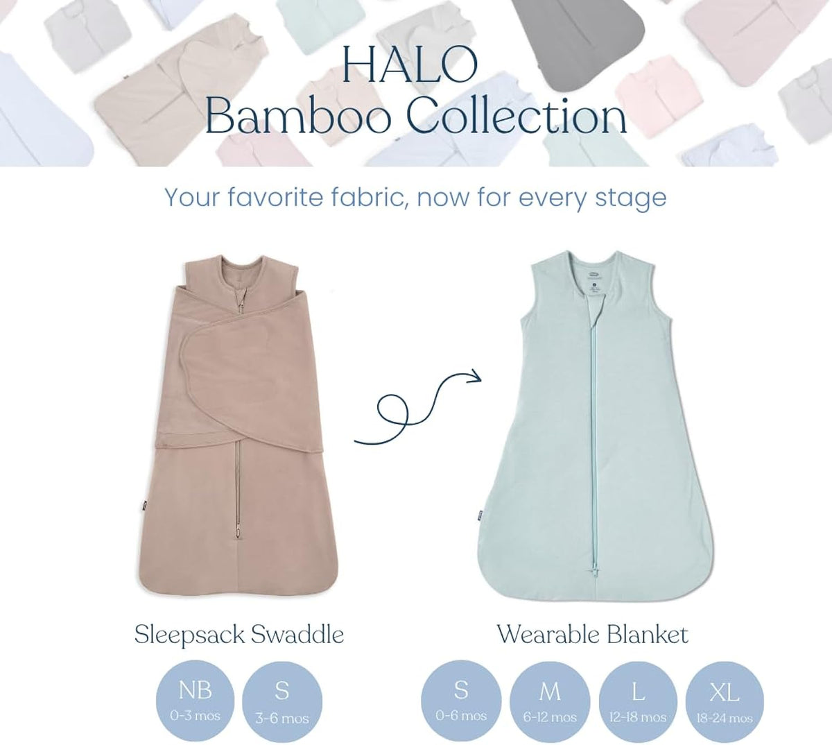 HALO- SleepSack arrullo SuperSuave, viscosa de bambú, 2 TOG, Small