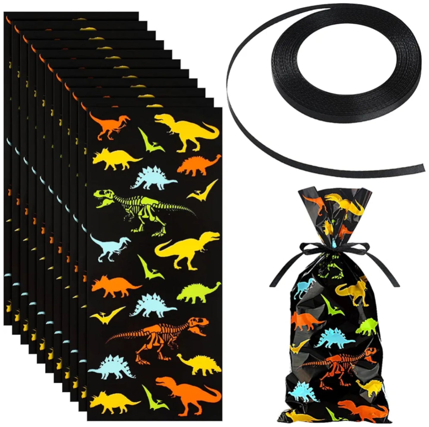 80 bolsas de plástico para dulces dinosaurio
