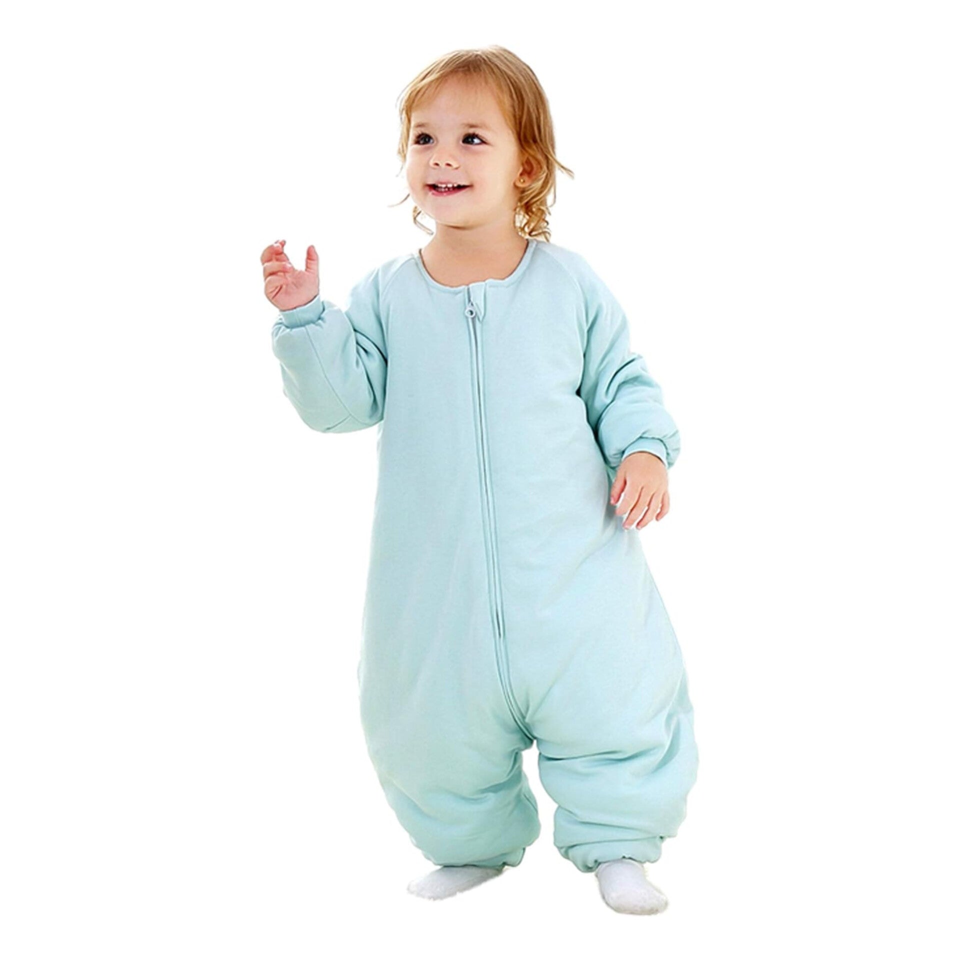 P. Health Kids- Saco de dormir para bebé 2.5 TOG (Talla 18m-36m)con patas para invierno (incluye botas de tela removibles), verde menta