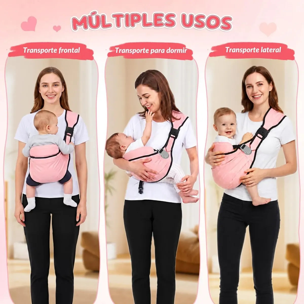 Mochila Portabebés Ergonómica, 6-48 meses, 55 libras máximo, Rosa