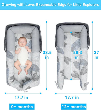 Tumbona de viaje plegable y portátil para recién nacidos de 0 a 12 meses+ (Diseño elefantes)
