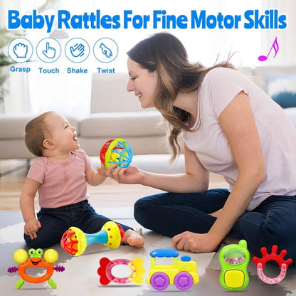 Juguetes para bebés, set de 14 piezas con sonajeros y mordederas, 0-12 meses