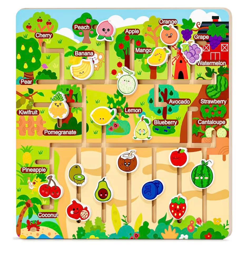 Laberinto De Frutas De Madera Montessori