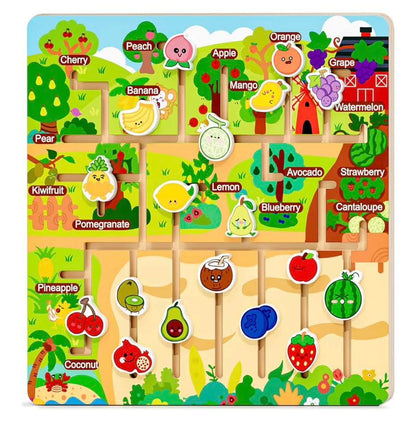 Laberinto De Frutas De Madera Montessori