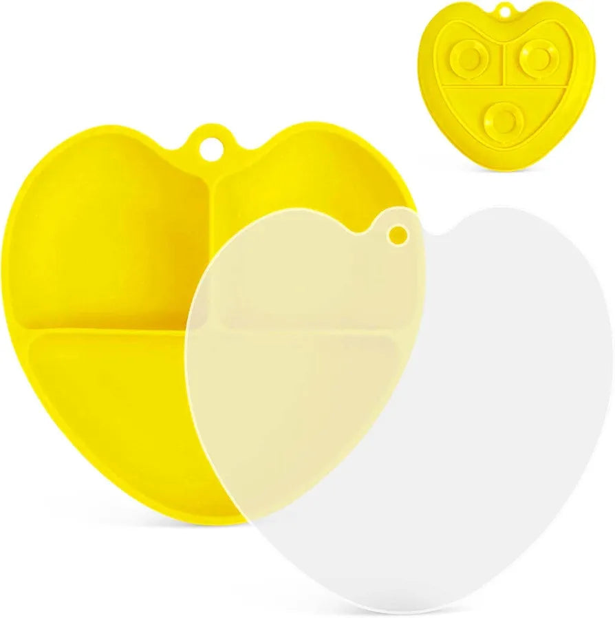 Placa de succión para bebés con tapa, corazón amarillo