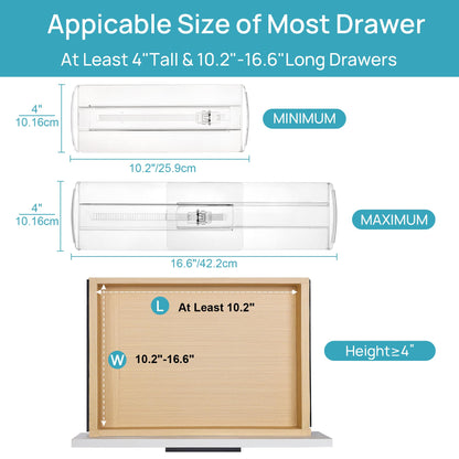 Vtopmart- Paquete de 7 separadores de cajones para ropa, 4 pulgadas de alto 10.2 a 16.6 pulgadas
