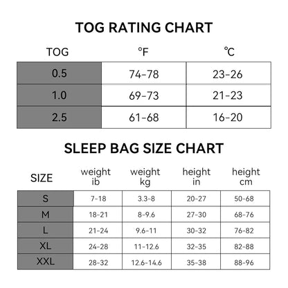 BubblePanda - Saco de dormir de rayón hecho de bambú para 6 a 12 meses, 2.5tog, talla M