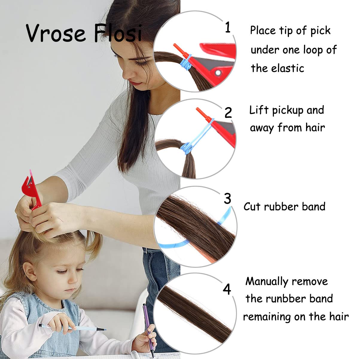 Set de herramientas para peinados, incluye 500 ligas transparentes