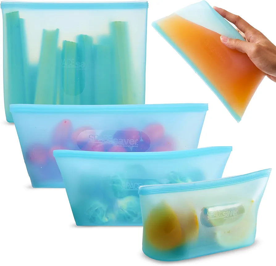 Spacesaver Bolsas de almacenamiento de silicona reutilizables (4 unidades)