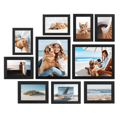 SANGMUCEN - Paquete de 10 marcos de fotos para collage de pared, color negro