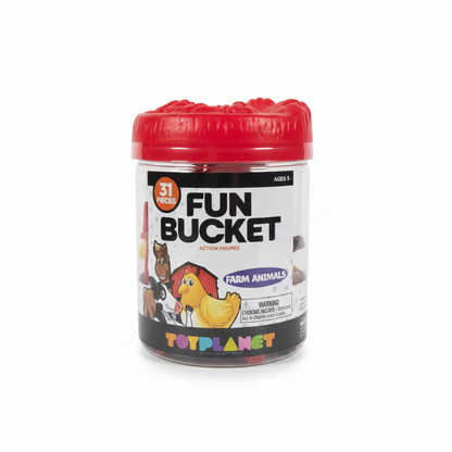 Toyplanet- Bucket de 31 piezas, animales de la granja, 5+