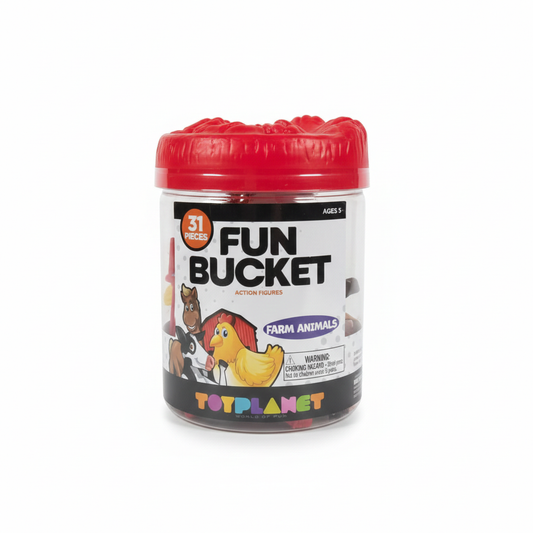 Toyplanet- Bucket de 31 piezas, animales de la granja, 5+