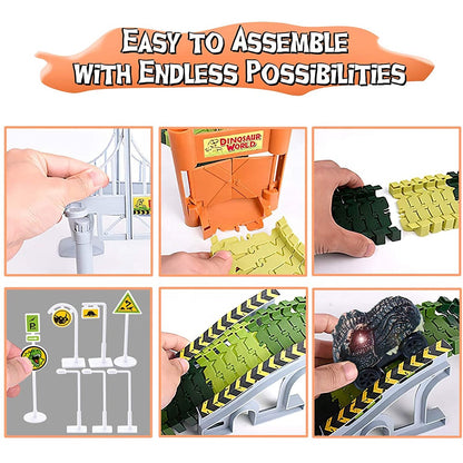 Juego de Pista Flexible para Armar de Dinosaurios Eléctrica de 216 Piezas