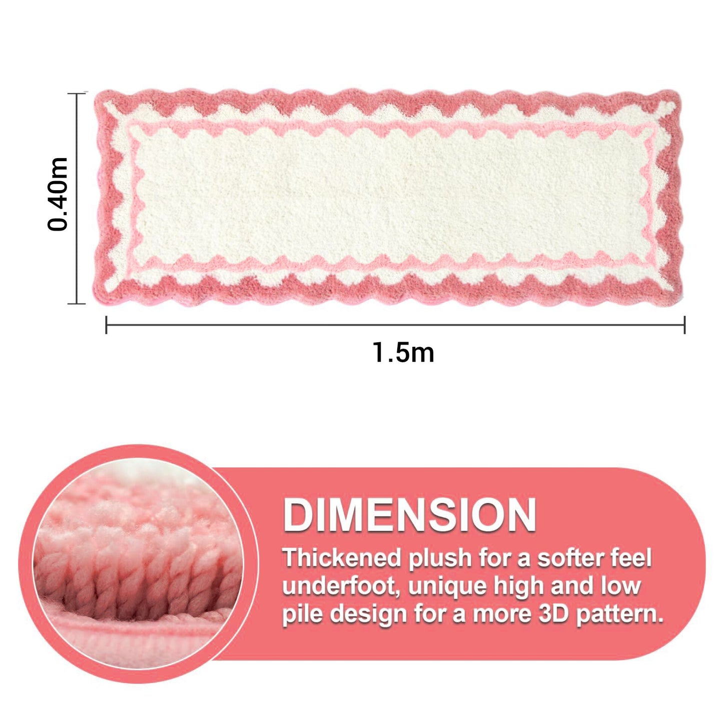 Alfombra suave rectangular, diseño curvas rosas