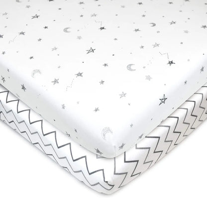 American Baby Company - Paquete de 2 sábanas ajustables  de punto de algodón