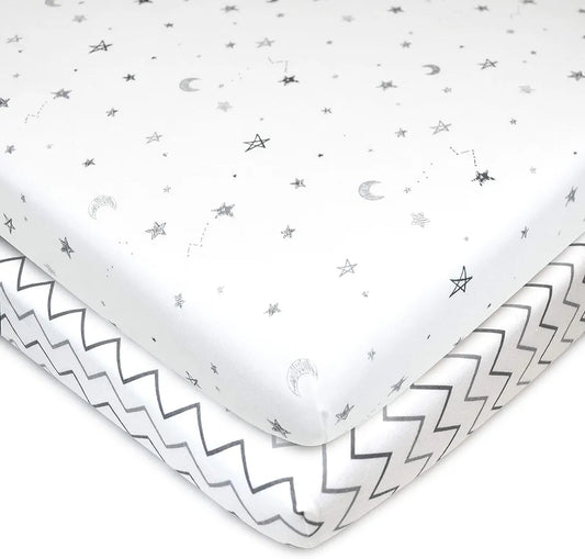 American Baby Company - Paquete de 2 sábanas ajustables  de punto de algodón