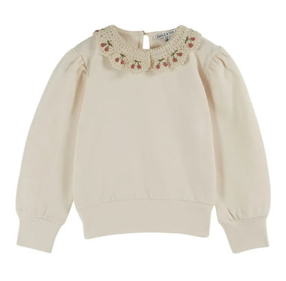 Emile et ida- Sweater con cuello a chochet, talla 2