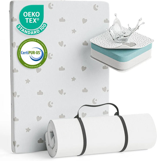 Mommy&Me (38 x 26 x 2 pulgadas) con funda suave y lavable, transpirable, impermeable, doble cara suave y firme