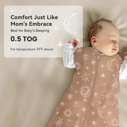 Unnivoll - Saco de dormir para bebé de 12 a 36 meses, 100 % de algodón TOG 0.5, beige liso