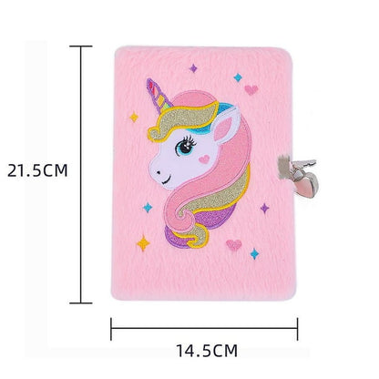 Diario de peluche esponjoso, unicornio
