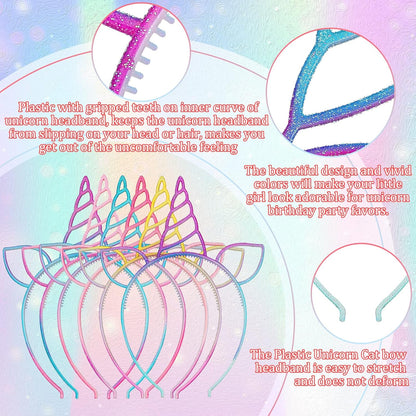 18 diademas de unicornio para fiesta de cumpleaños