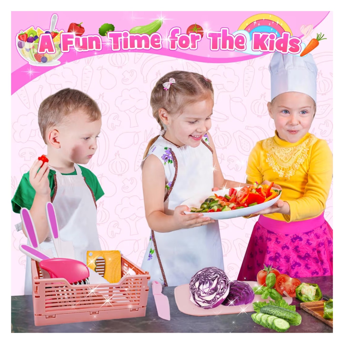 Juego de cuchillos de cocina para niños (no incluye pelador)