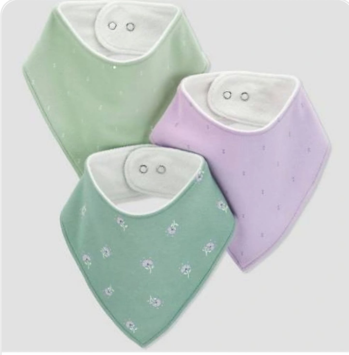 Carter's- Set de 3 baberos tipo bandana, verde/lila